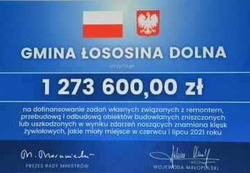 Otrzymaliśmy 1.273.600,00 zł. na usuwanie skutków powodzi