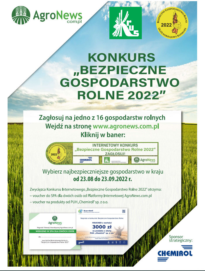 Zagłosuj na najbezpieczniejsze gospodarstwo w internetowym konkursie „Bezpieczne Gospodarstwo Rolne 2022”