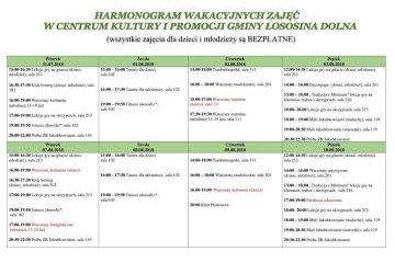 Sierpniowy harmonogram zajęć w Centrum Kultury