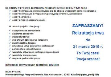 „Małopolskie gwarancje na rzecz aktywności społeczno-zawodowej”.